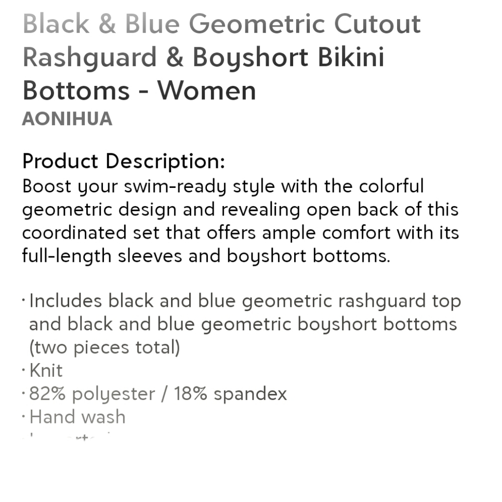 Fantastic AONIHUA 💦Geometric Backless Rashguard & Bottoms👣 - Picture 5 of 14